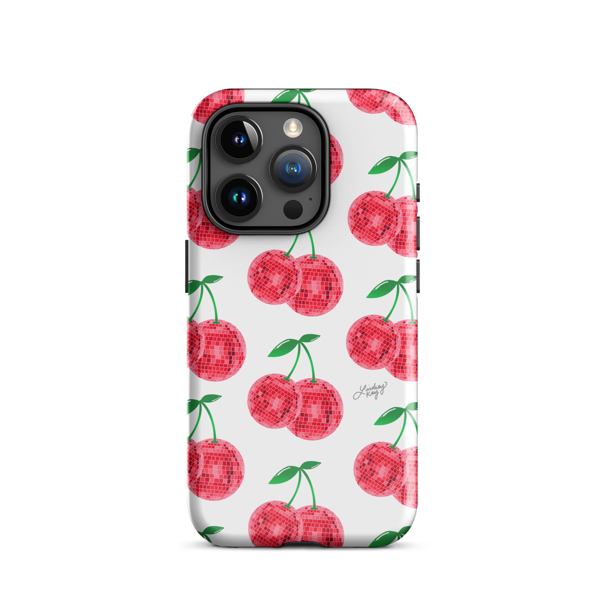 Patrón de cerezas disco rojas - Funda resistente para iPhone®